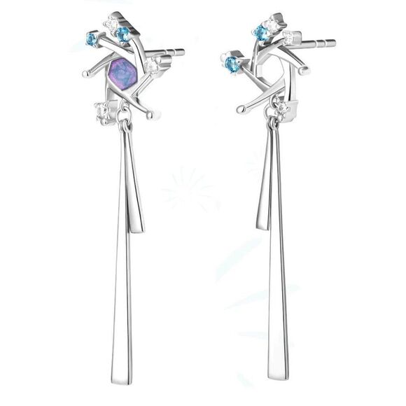 Sterling Silver Fireworks Earrings Tassel Dangle - Picture 2 of 6